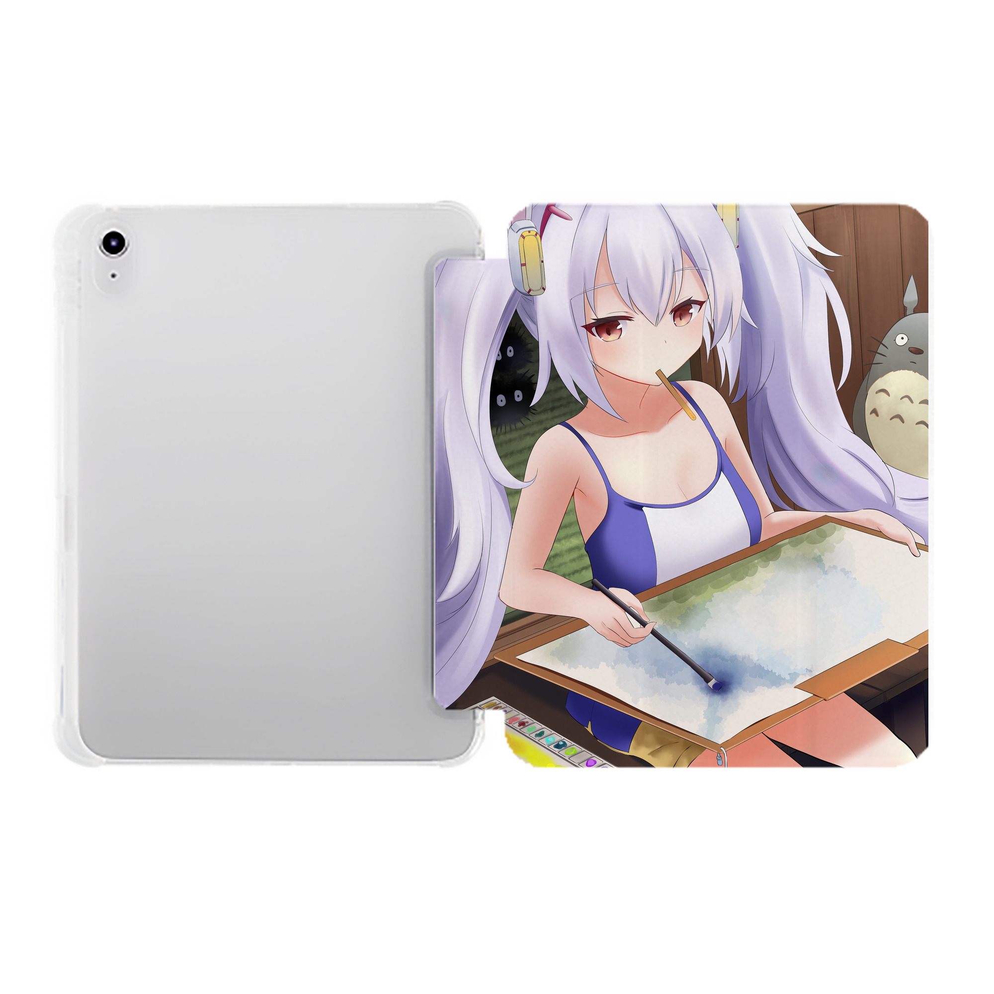 （画像用） となりのトトロ 草壁メイ 草壁サツキ My Neighbor Totoro Satsuki Kusakabe Mei Kusakabe IPad ケース ペン収納付き 三つ折りスタンド PUレザー×シリコン 対応機種9.5/10.5/10.9インチ